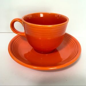 Vntg Fiesta Ironstone Mango Red teacup & saucer